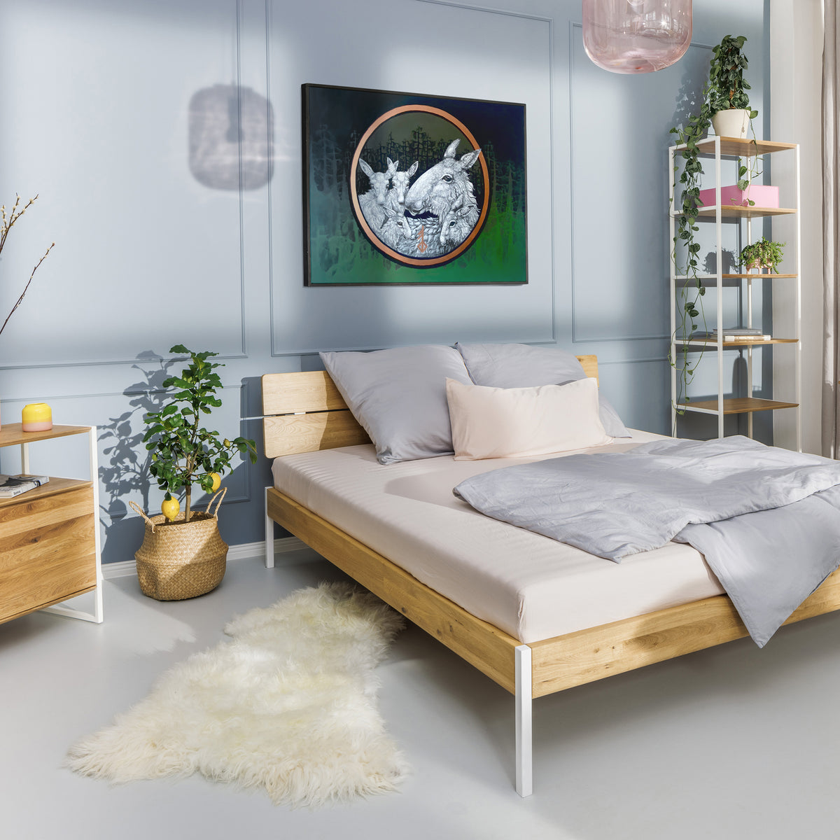 Leinwand mit Aryl und Bleistiftzeichnung 