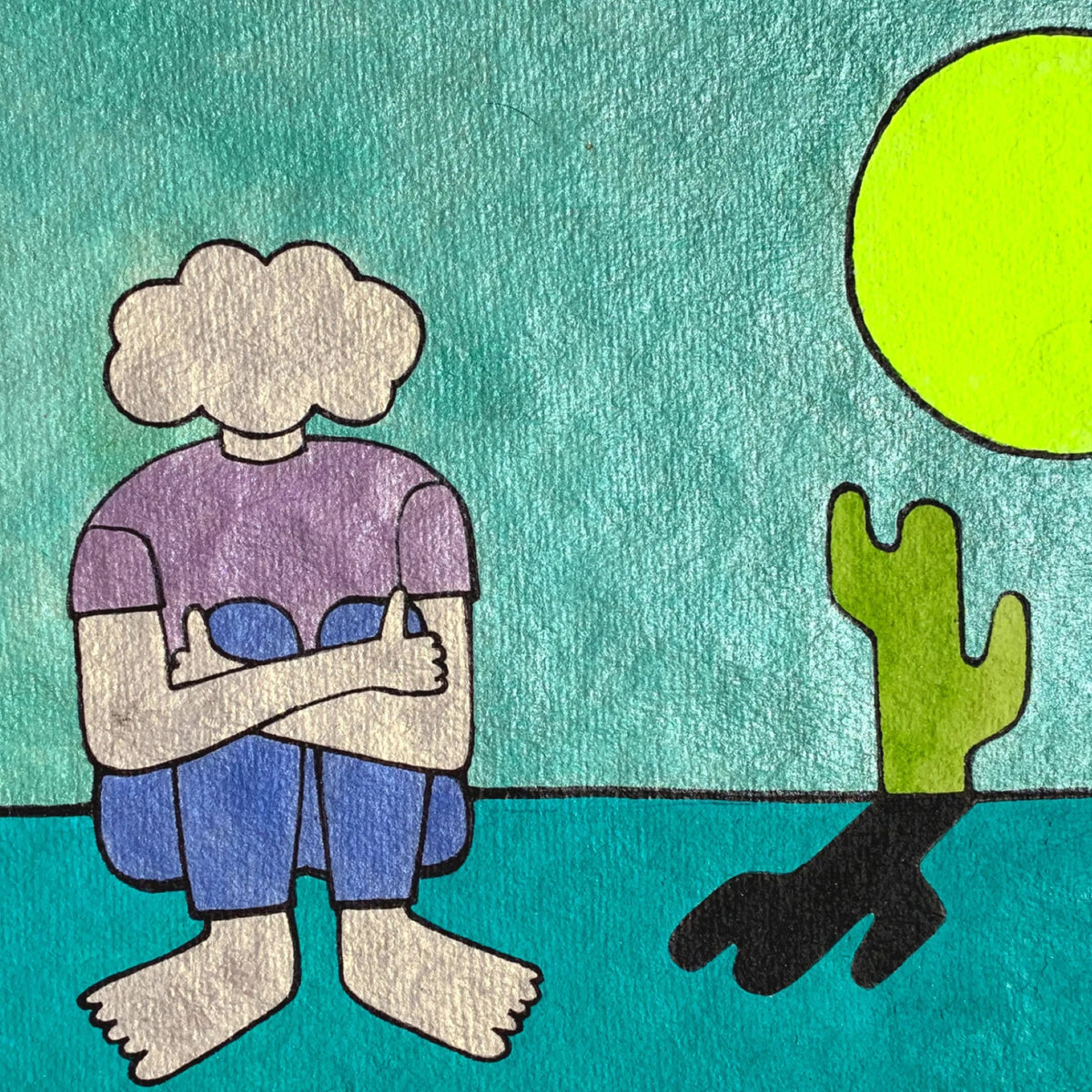 Kunst Streetart Wolke Person Kaktus Sonne