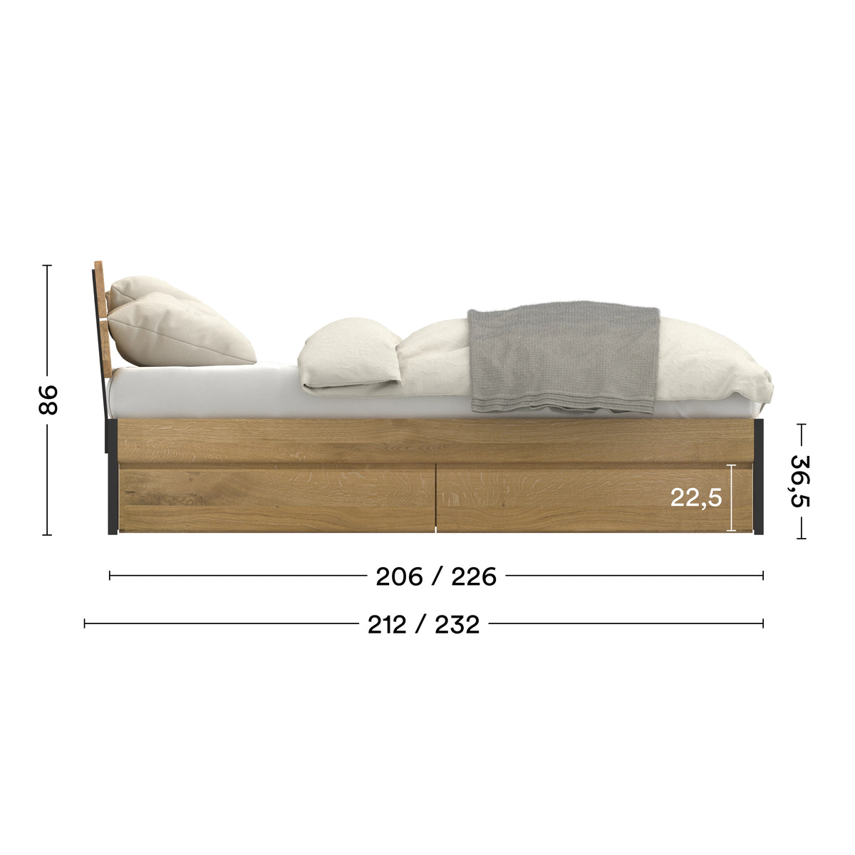 Maße Bed Luna Storage