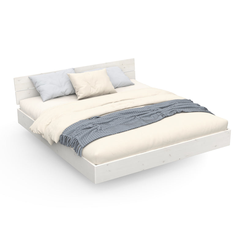 Weißes Schwebebett mit Kopfteil