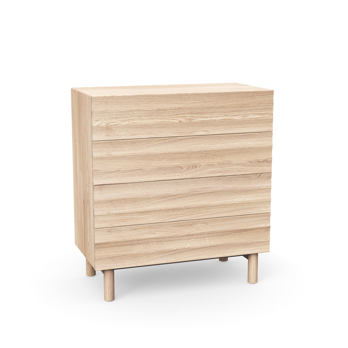 Design Kommode aus hell geölter Eiche mit 4 Schubladen - Wellenform