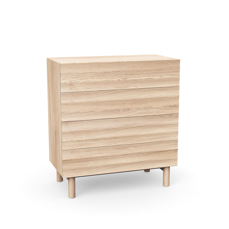 Design Kommode aus hell geölter Eiche mit 4 Schubladen - Wellenform