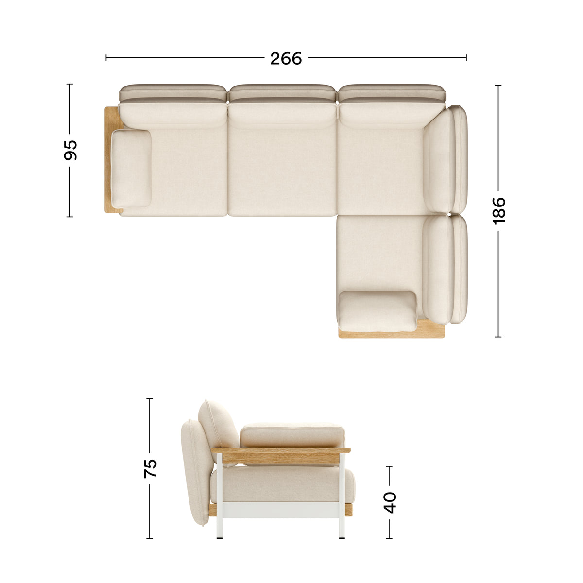Maße Ecksofa Mio Lounge 4-Sitzer