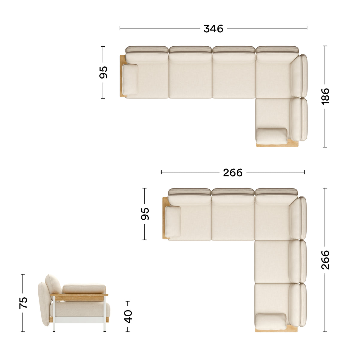 Maße Ecksofa Mio Lounge 5-Sitzer