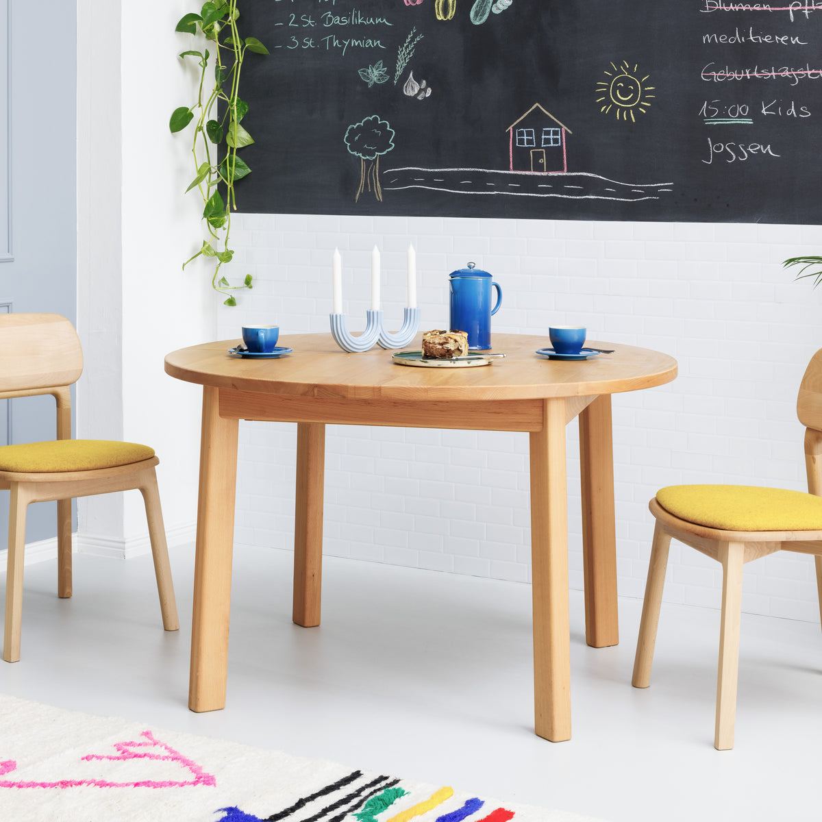 Runder Esstisch Form F Massivholz 
