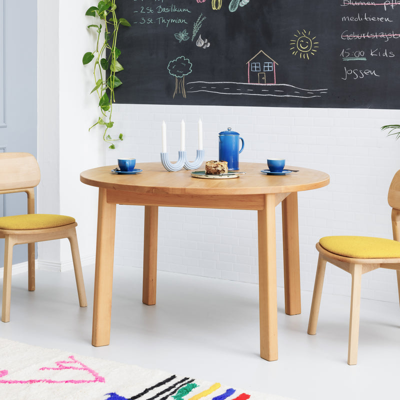 Runder Esstisch Form F Massivholz 
