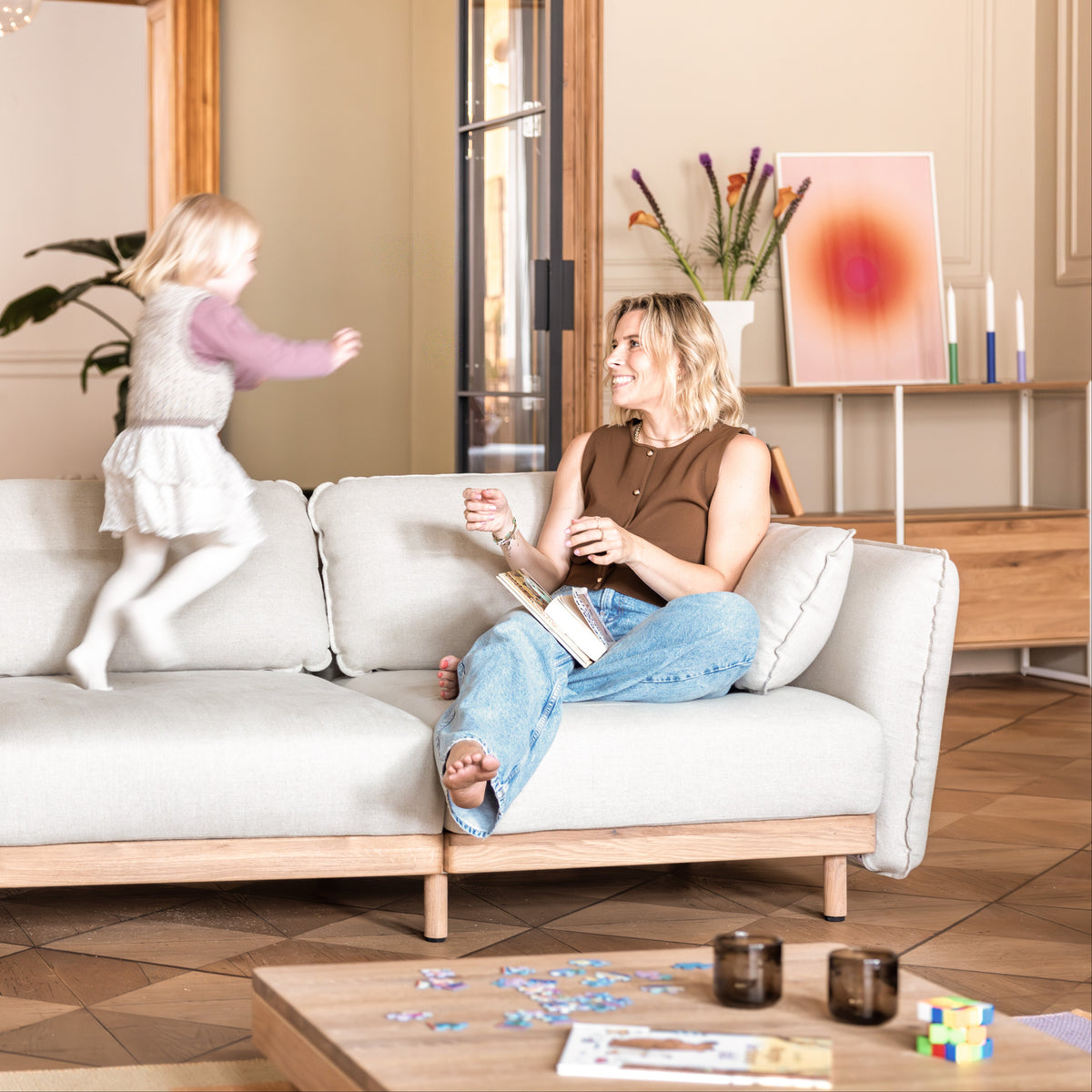 Ecksofa mit Bezügen aus recycelten oder nachwachsenden Rostoffen