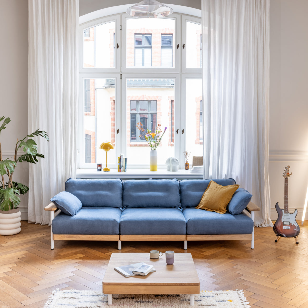 Design Sofa 3-Sitzer mit Materialien aus recycelten oder nachwachsenden Rohstoffen