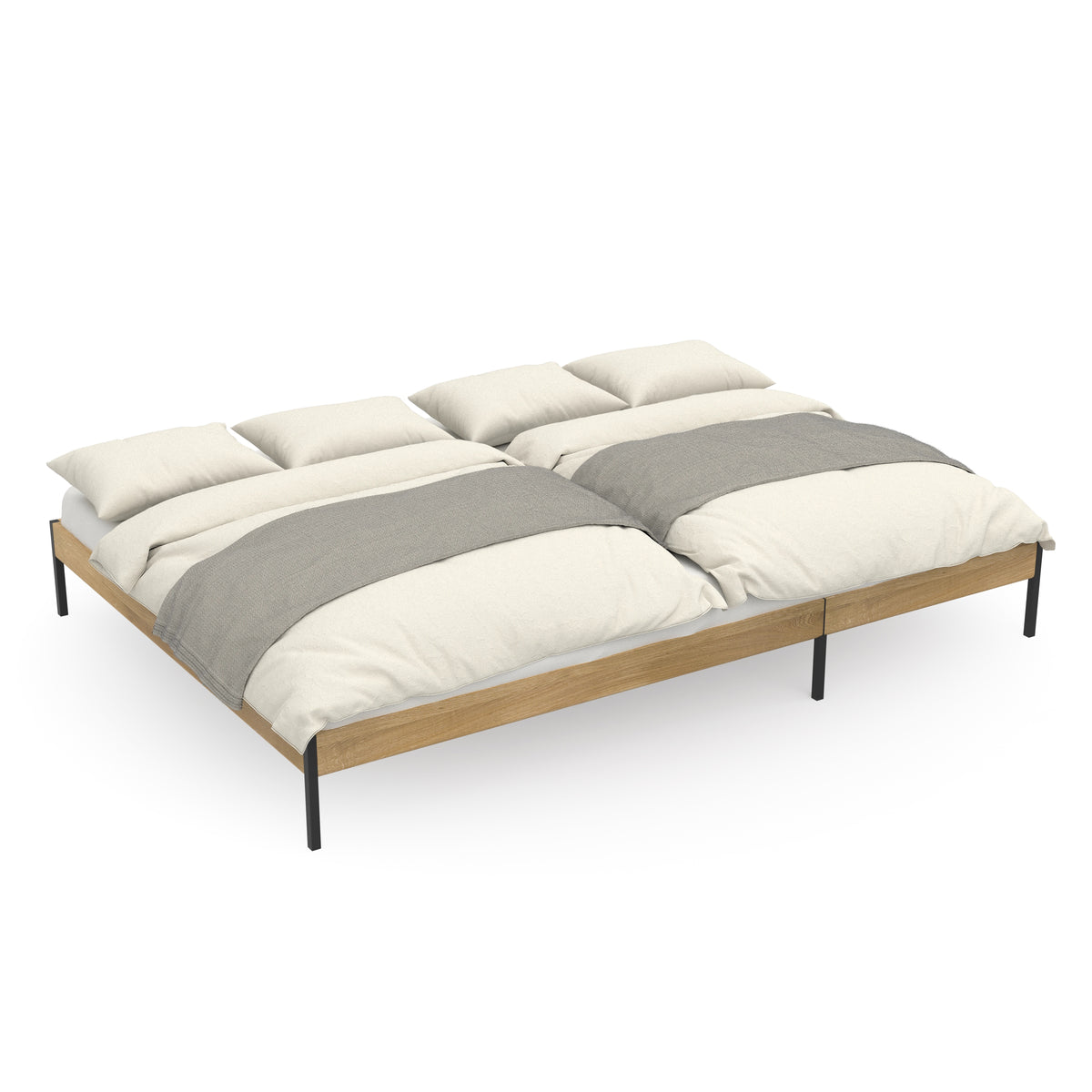 Designer Familienbett mit schwarzen Metallbeinen 