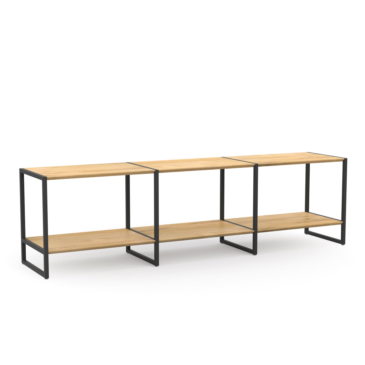 Fernseh Sideboard aus massiver Eiche mit hochwertigen schwarzen Metallbeinen 