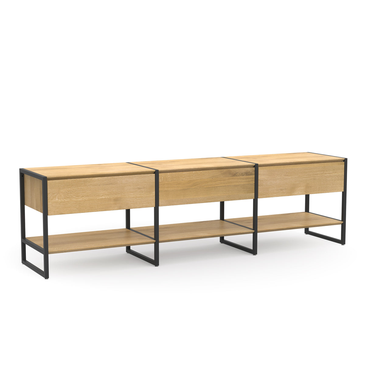 Design Sideboard aus Eiche und schwarzem Metallrahmen - 3 Schubladen