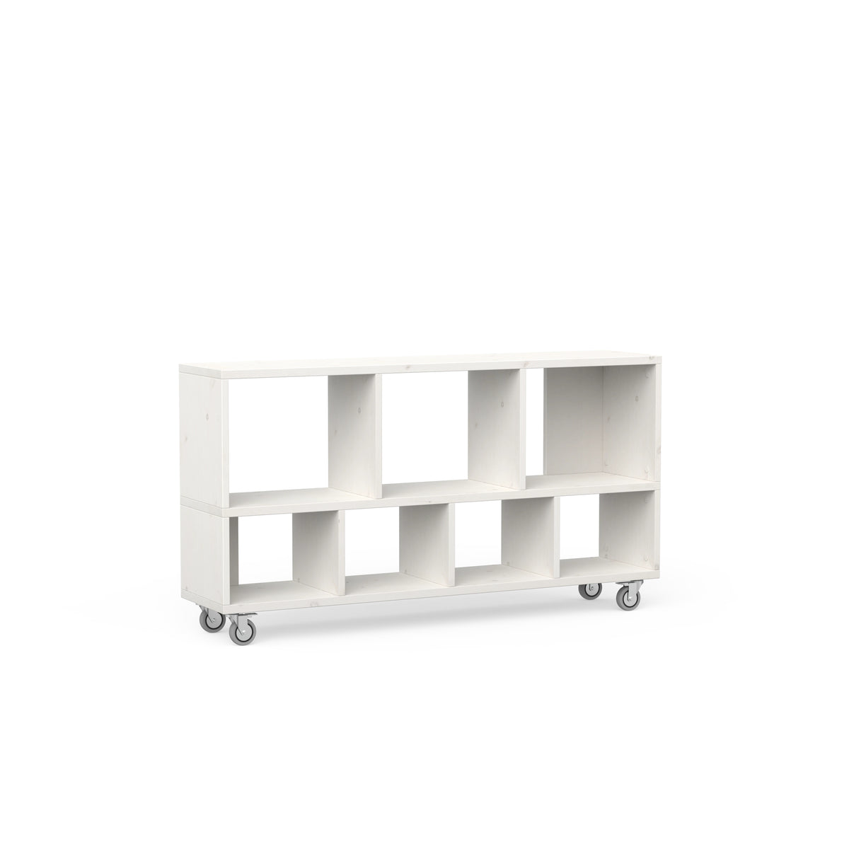 Weißes Sideboard auf Rollen - Kiefer weiß lasiert