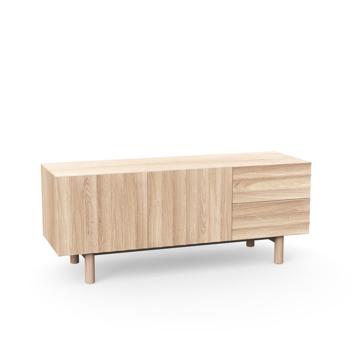 Design Sideboard aus weißer Eiche mit Türen und Schubladen aus Massivholz