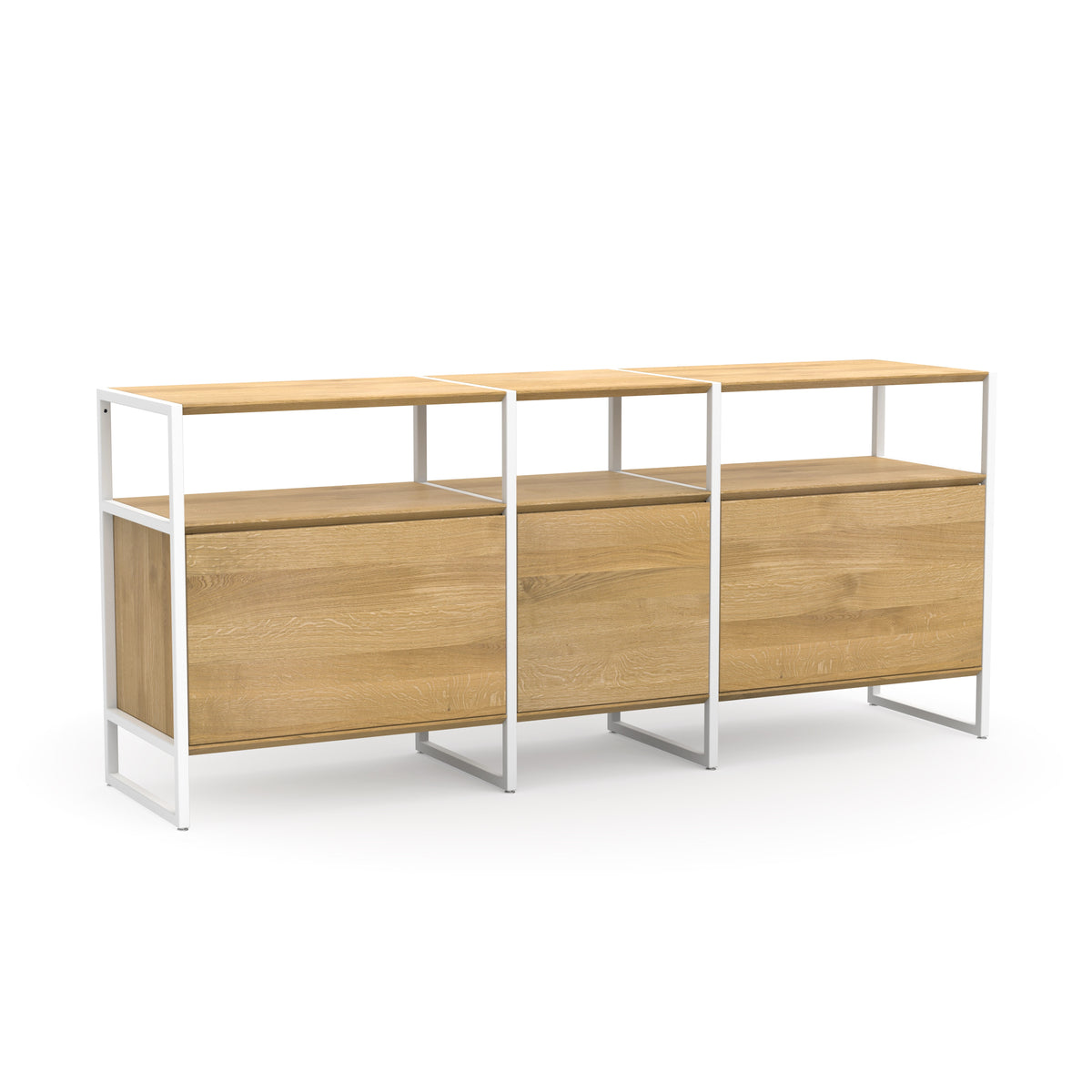 Bauhaus Sideboard aus Eiche und weißem Metall