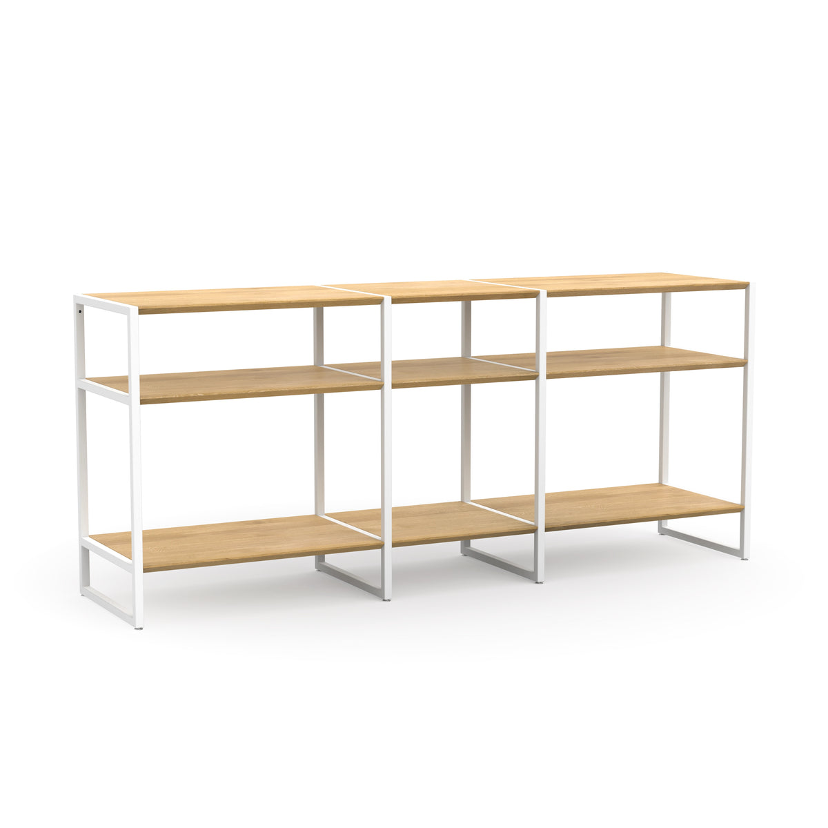Design Sideboard aus Eiche und weißen Metallelementen - 9 Regalböden