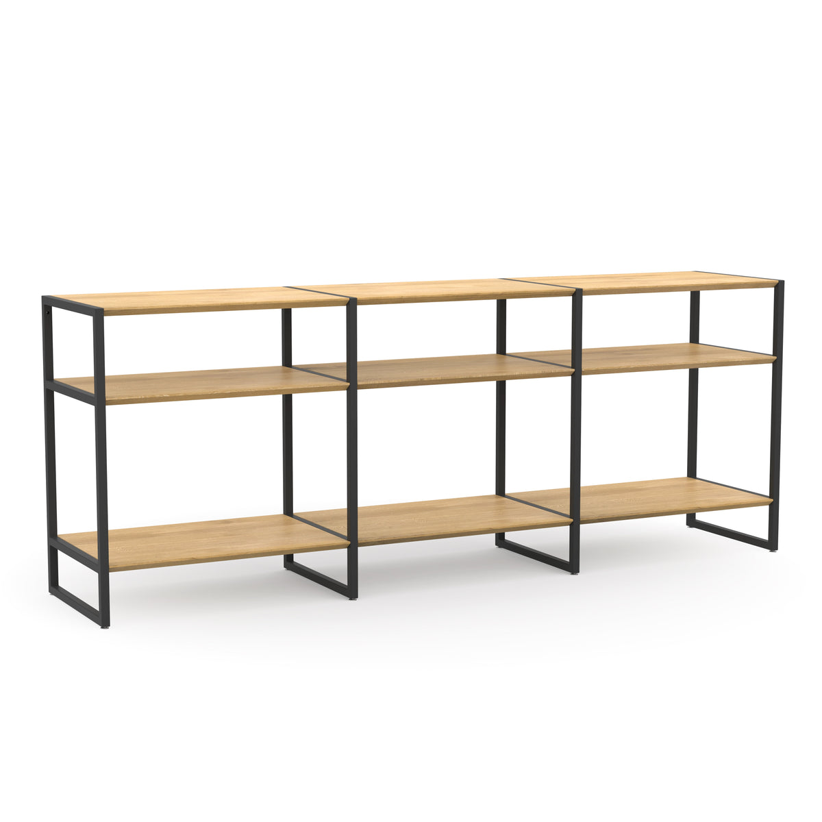 Minimalistisches Sideboard aus Eiche und schwarzem Metall