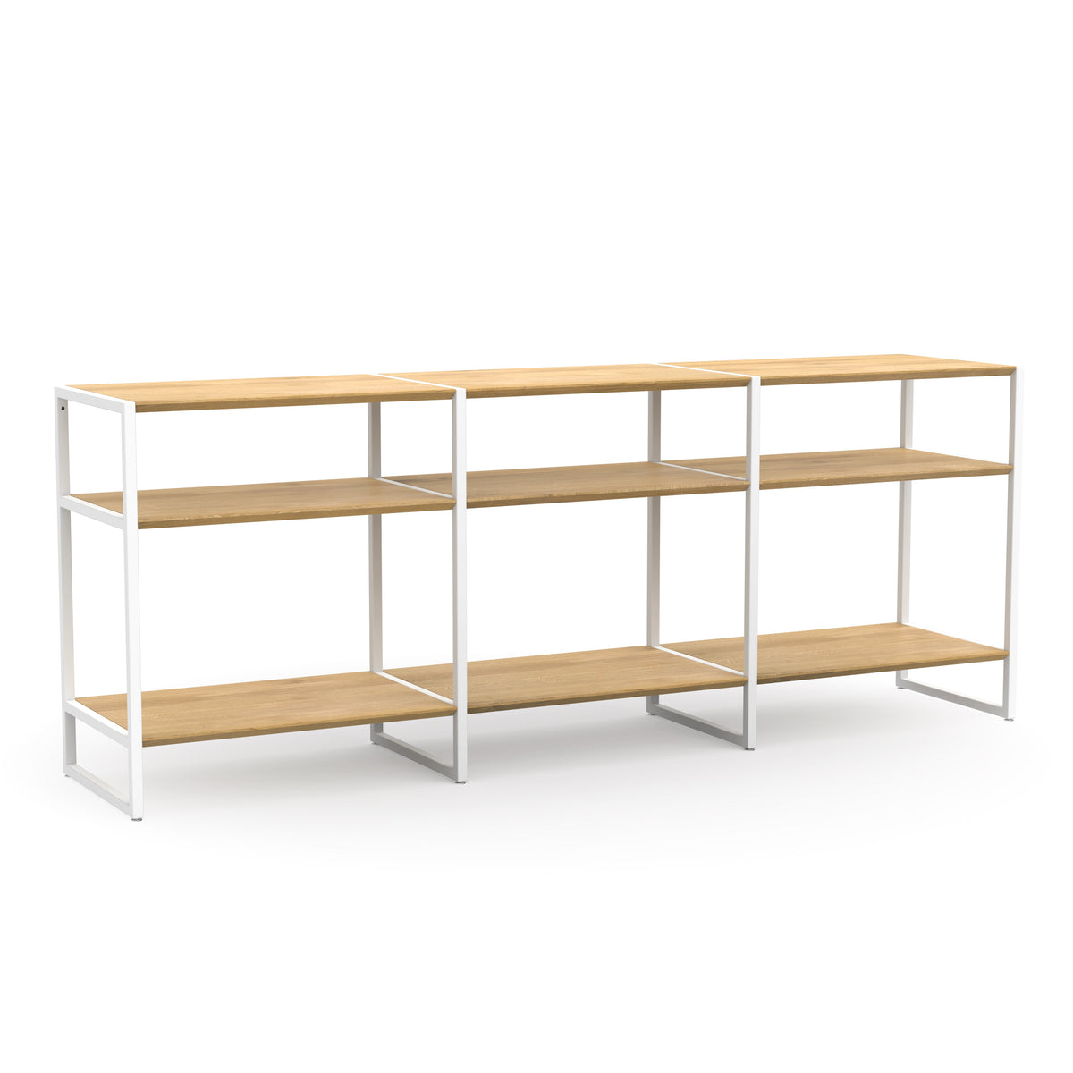 Sideboard aus Massivholz und weißem Metall