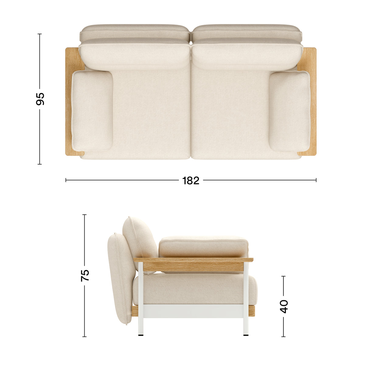 Maße 2-Sitzer Sofa Mio Lounge