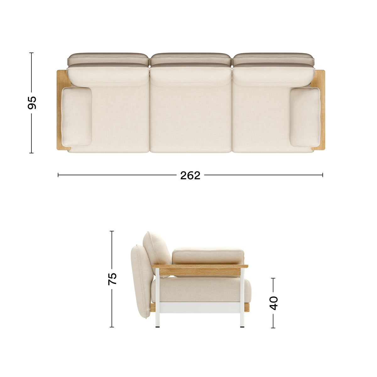 Maße Sofa Mio Lounge 3-Sitzer