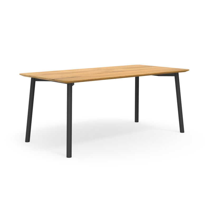 Design Esstisch aus Eiche und schwarzen Untergestell