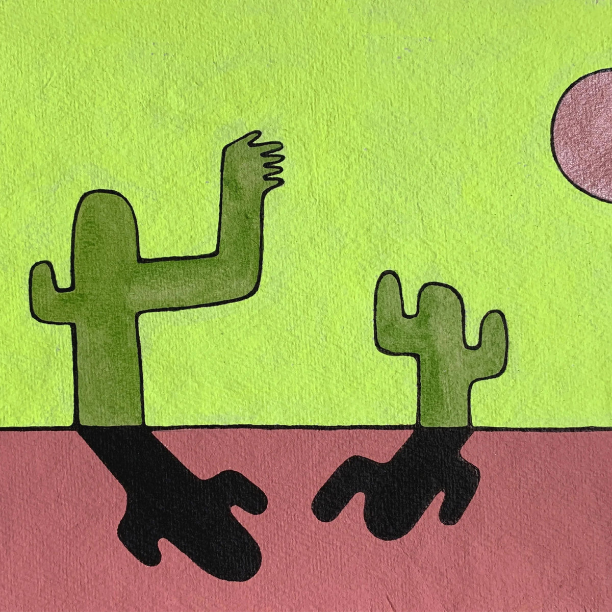 2 Kakteen in abstrakter 2 dimensionaler Landschaft Emma Rytoft