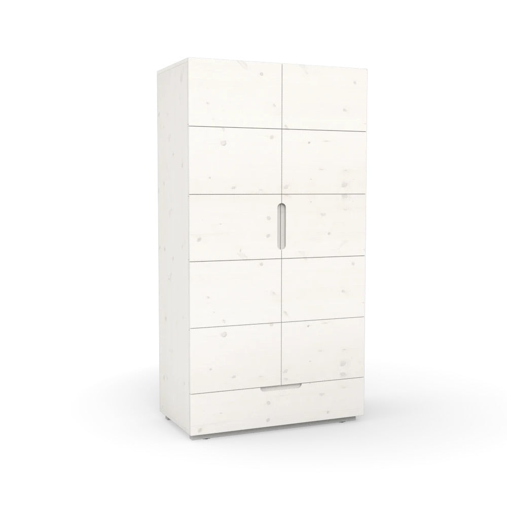 Weißer Kleiderschrank mit zwei Türen aus Massivholz