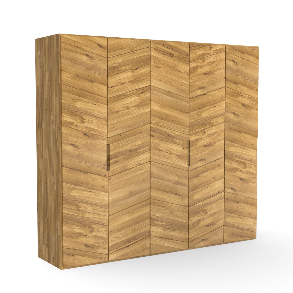 5-Türiger Design Kleiderschrank aus Massivholz Wildeiche