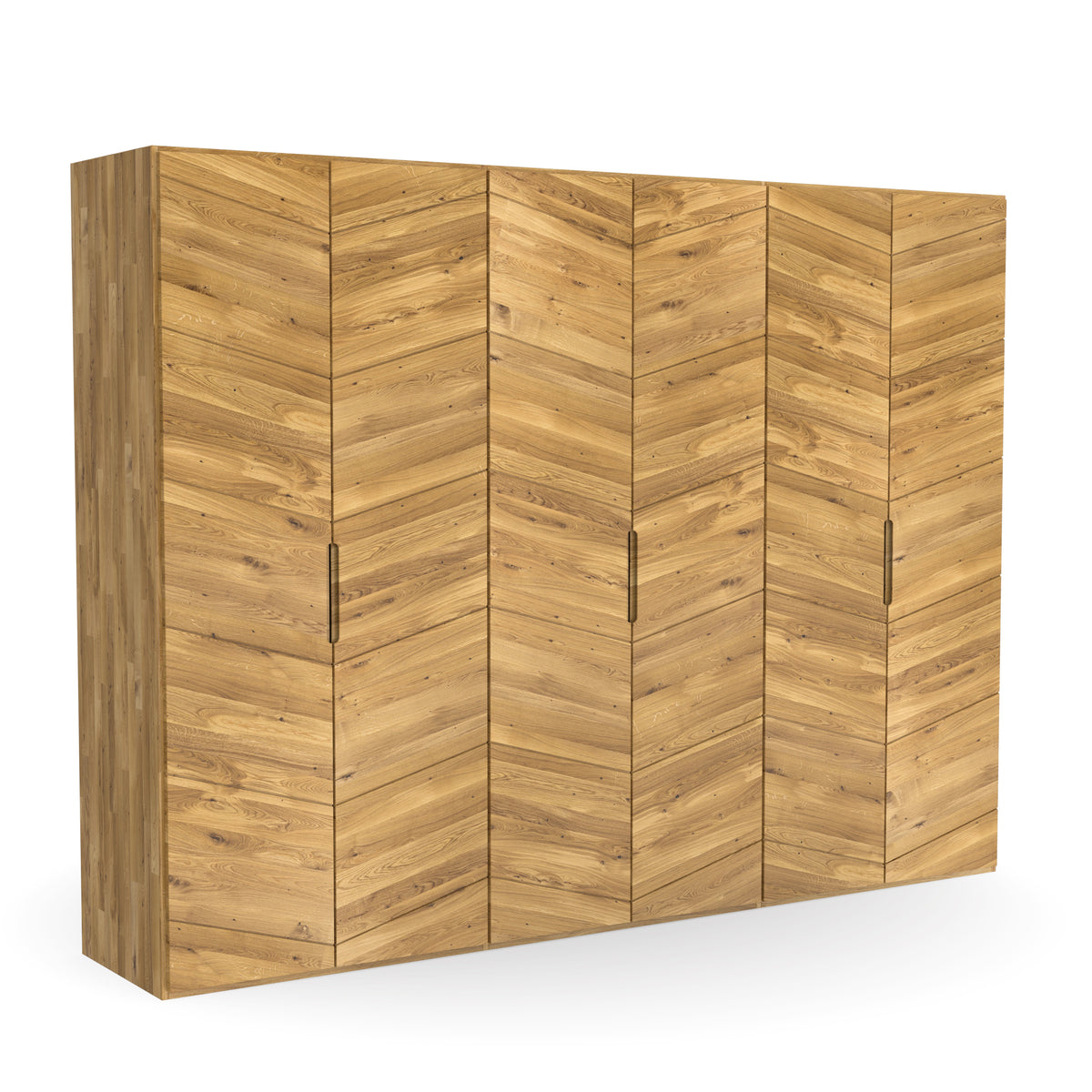 6-Türiger Design Kleiderschrank aus Massivholz Eiche