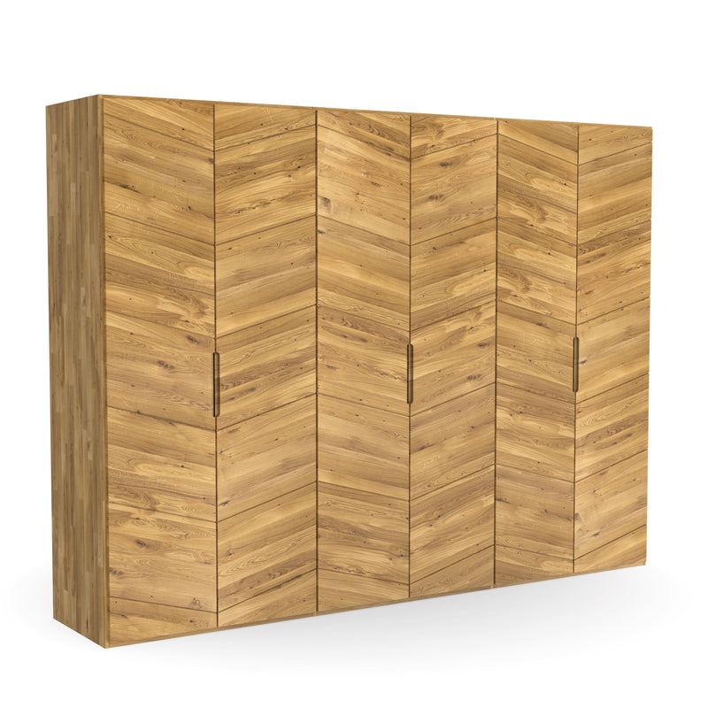 6-Türiger Design Kleiderschrank aus Massivholz Eiche